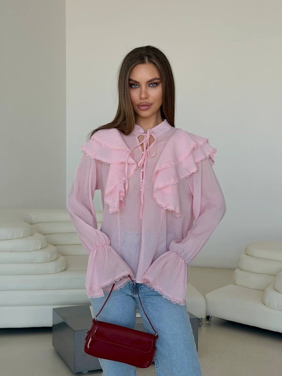блузка с оборками,блузка женская,блуза,женская блуза,love republic шифоновая блузка с оборками