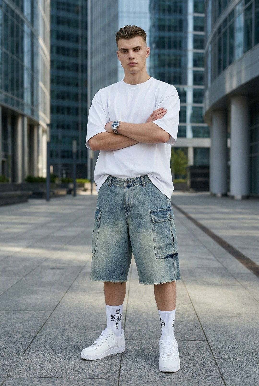 белая футболка оверсайз,джинсы свободного кроя,мужские джинсы,джинсы свободного кроя eren wide baggy 2y studios, цвет light blue,футболка оверсайз канье вест