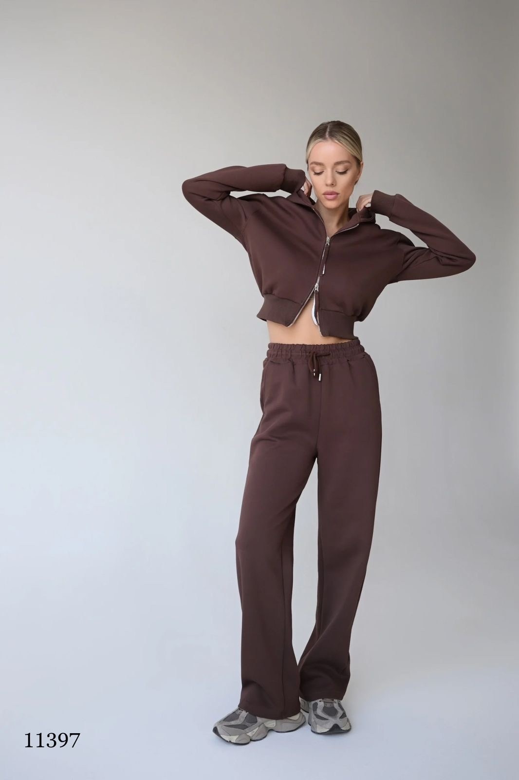 cпортивный костюм женский на флисе,женский спортивный костюм,спортивный костюм,костюм женский,базовый спортивный костюм из широких брюк и кофты на замке missdiva