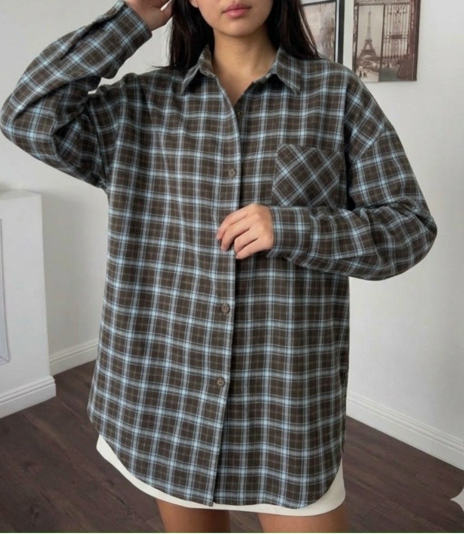 рубашка женская оверсайз в клетку,кореан стайл клетчатая рубашка,рубашка женская в клетку,клетчатая рубашка,рубашка в клетку в бежевом цвете