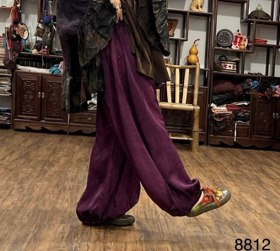 брюки в стиле бохо,брюки бохо,брюки-султанки женские из хлопка и льна с широкими штанинами,брюки бохо женские,брюки льняные