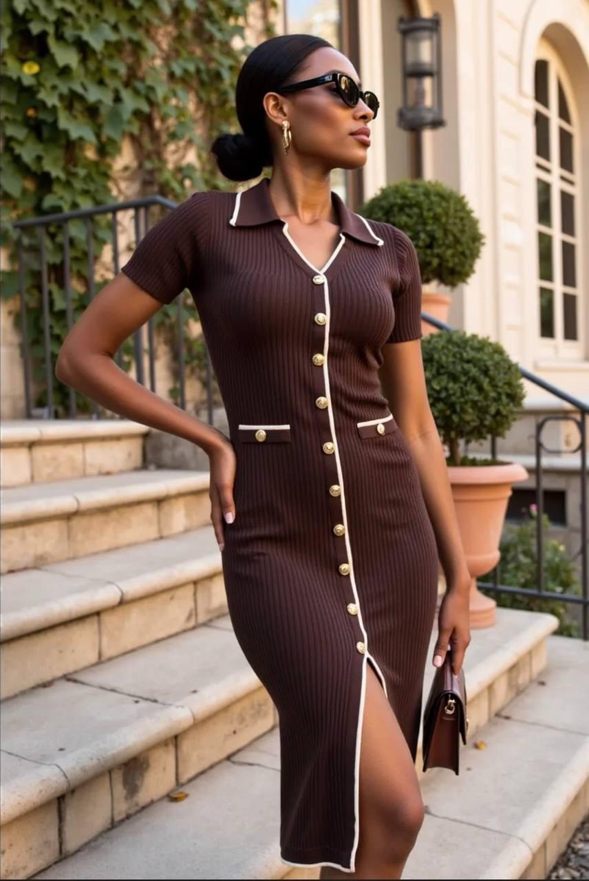 платье трикотажное миди,трикотажное платье,приталенное платье,коричневое платье,платье женской