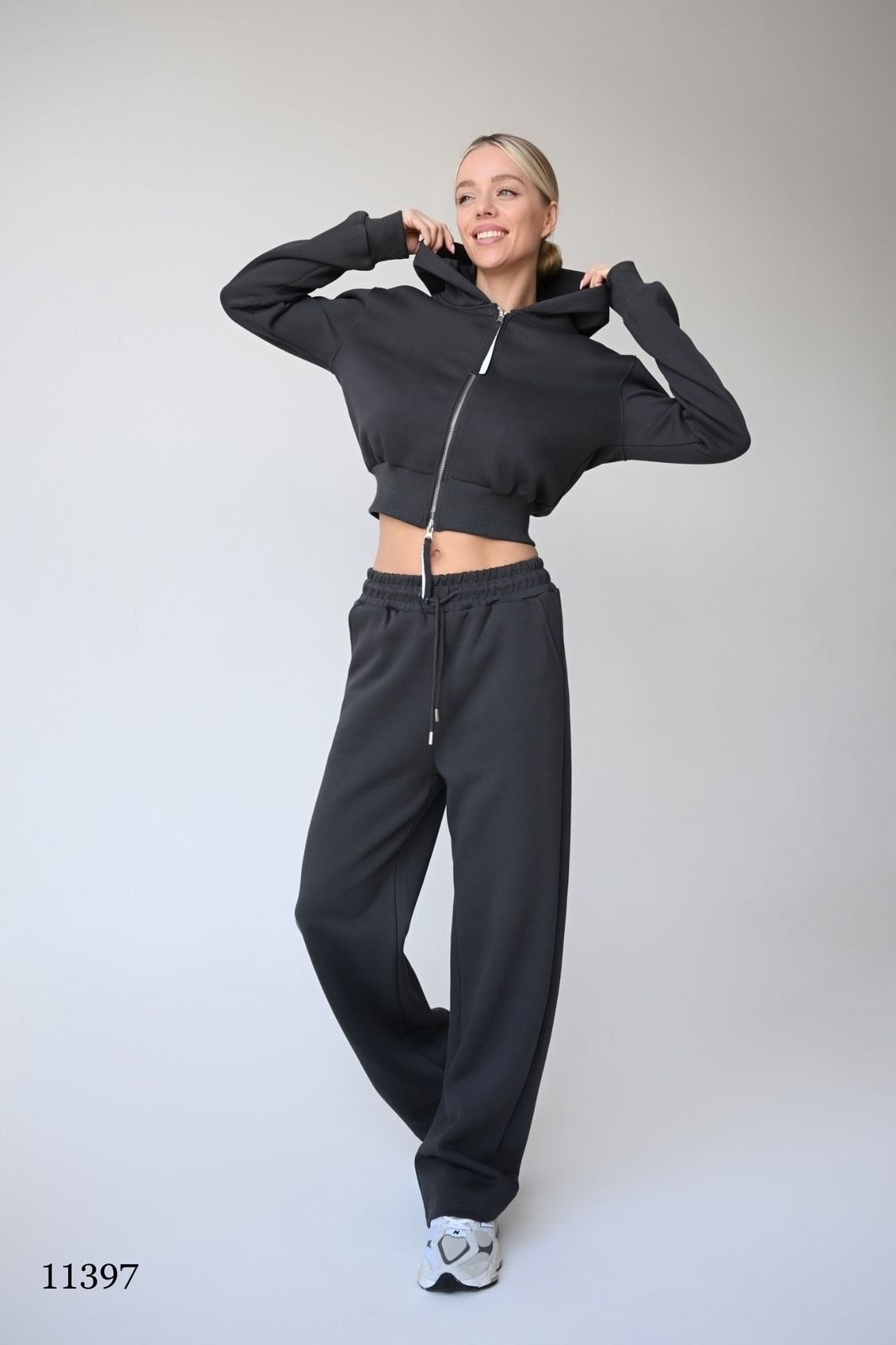 cпортивный костюм женский на флисе,женский спортивный костюм,спортивный костюм,костюм женский,базовый спортивный костюм из широких брюк и кофты на замке missdiva