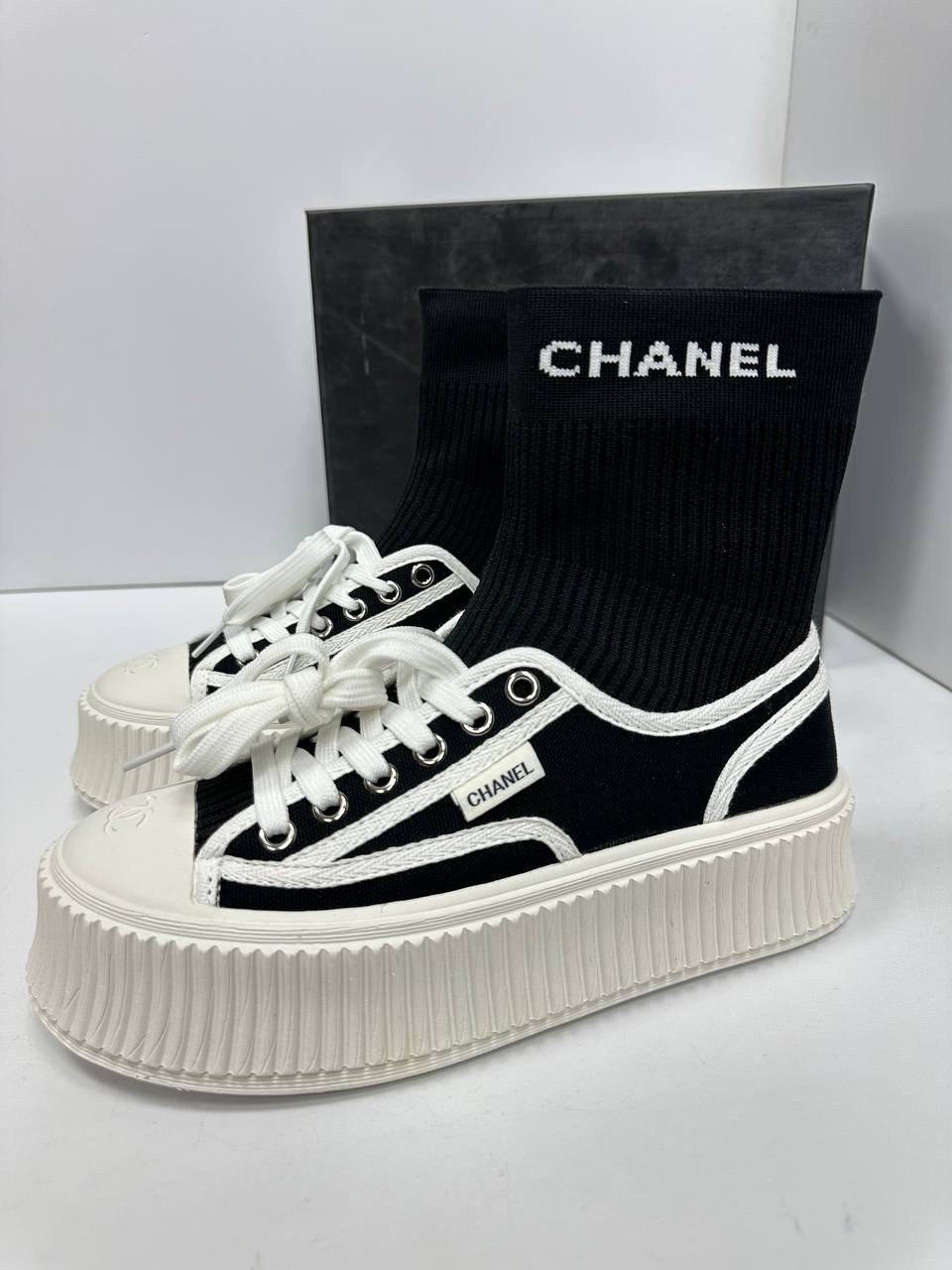 кеды на платформе chanel premiumshoes 237107131,,chanel кроссовки,кеды шанель,кеды женские chanel