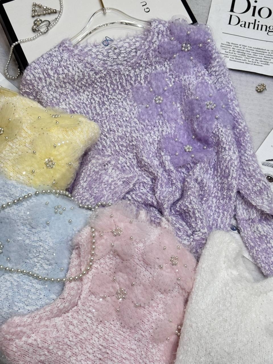 женский свитер с блестками, повседневный вязаный пуловер с цветочной аппликацией и стразами,модные свитера,свитер женский,вязаный свитер,женские вязаные свитера