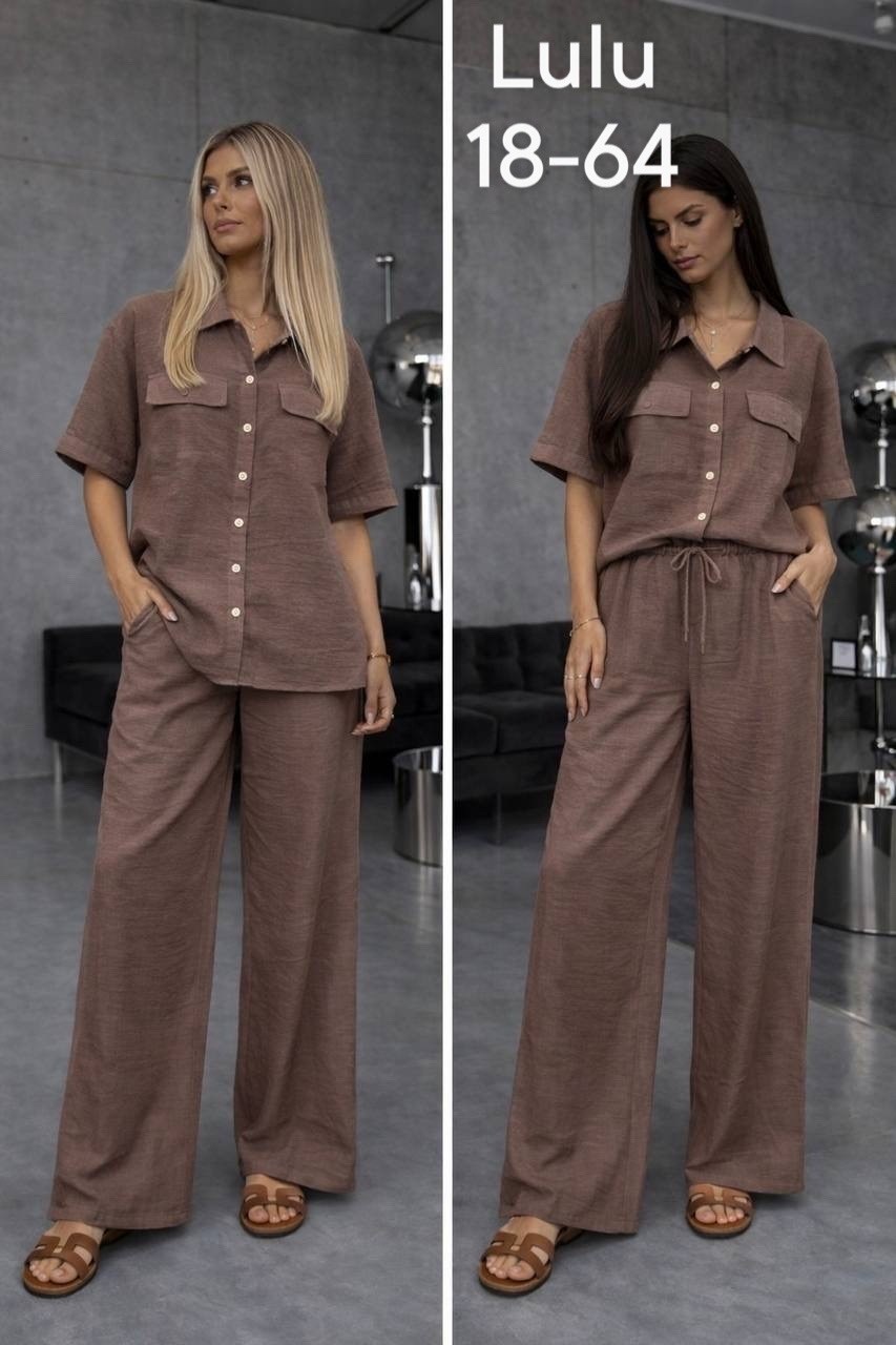 льняной брючный костюм,брючный костюм из льна,костюм с брюками,стильные костюмы,брючной костюм с рубашкой