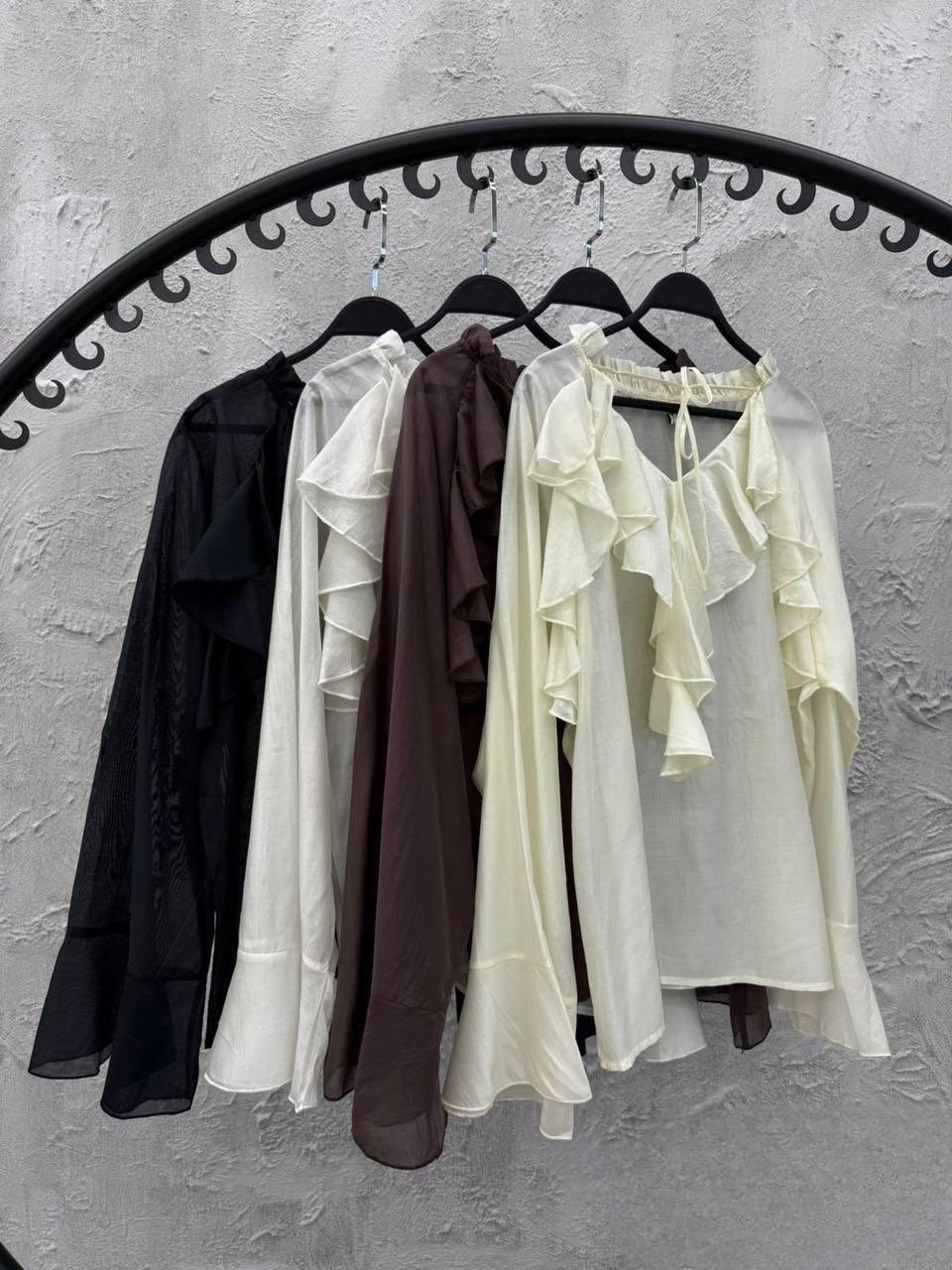 блуза шифоновая,блузка с оборками,блузка стильная,блуза кремовый,блуза с рюшами