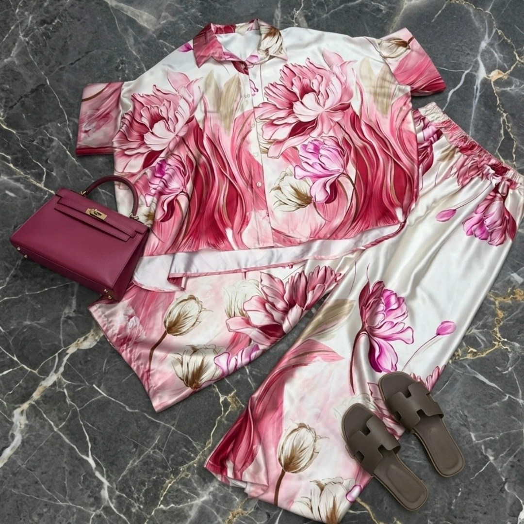 модные костюмы,костюм женский,шелковый домашний костюм в пижамном стиле,шелковая пижама,женские пижамные комплекты
