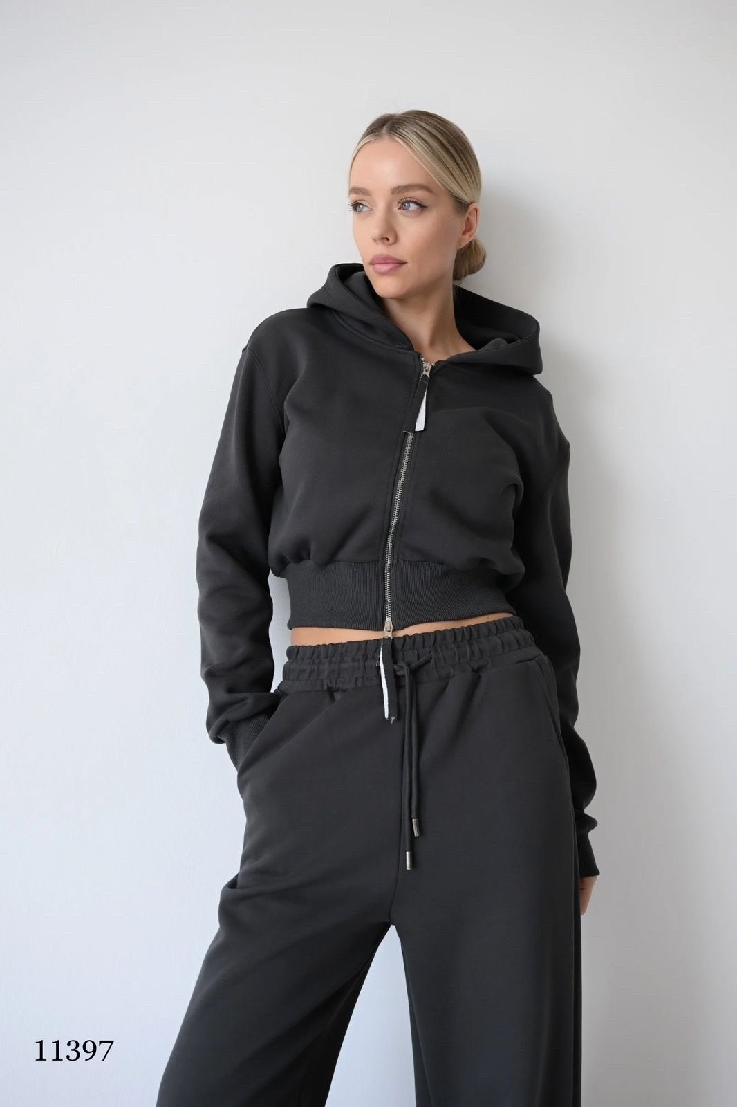 cпортивный костюм женский на флисе,женский спортивный костюм,спортивный костюм,костюм женский,базовый спортивный костюм из широких брюк и кофты на замке missdiva