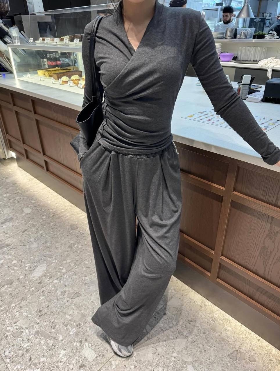 костюм с брюками палаццо,костюм вечерний с брюками палаццо,летний костюм с брюками палаццо,повседневный костюм,костюм вечерний с брюками палаццо sweet store цвет графит серый