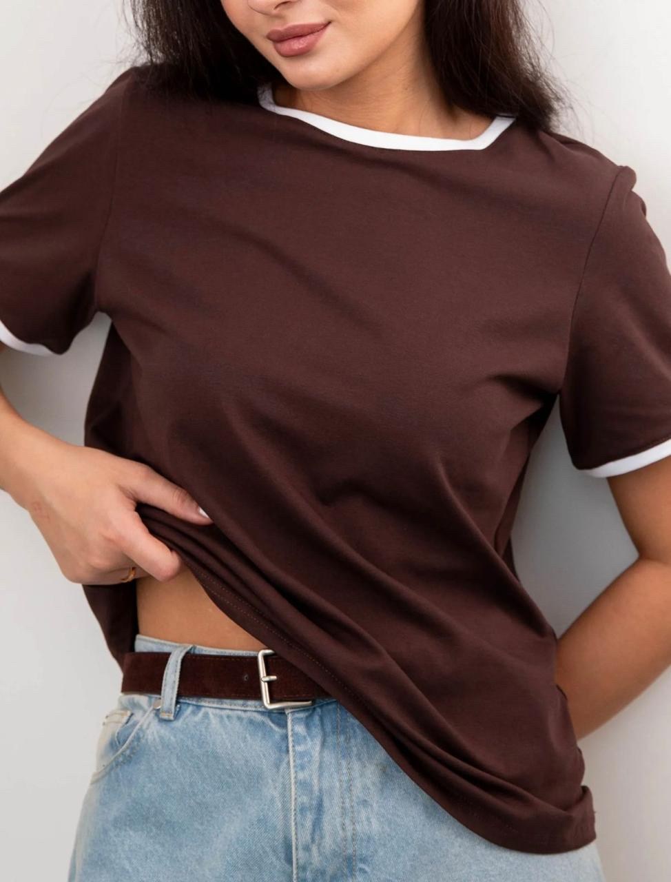 футболки женская,коричневая футболка женская,коричневая футболка,футболка женская базовая,футболка из мягкого