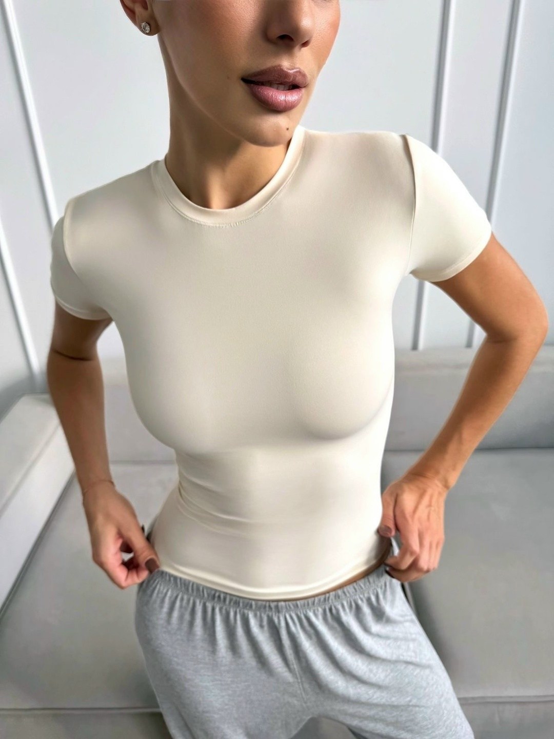 лонгслив базовый скимс утягивающий укороченный облегающий yes.body 242026216,женская кофта,блузки,блуза,лонгслив в обтяжку