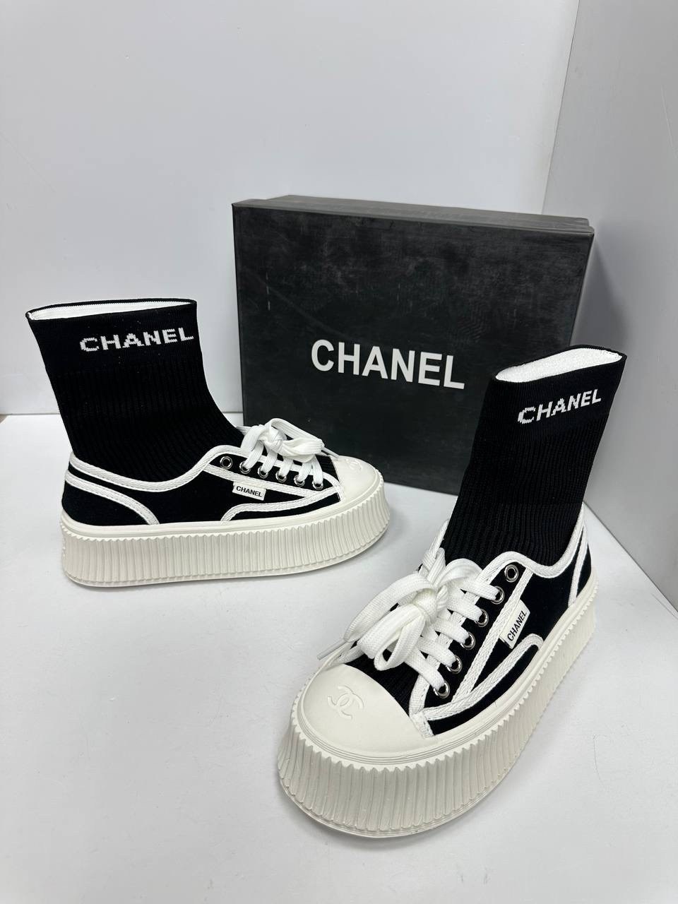 кеды на платформе chanel premiumshoes 237107131,,chanel кроссовки,кеды шанель,кеды женские chanel
