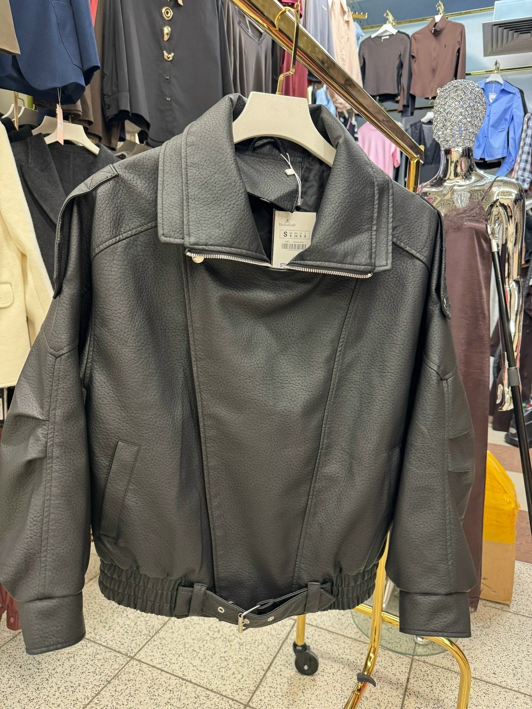 куртка косуха h&f b женская оверсайз арт: 28918766,куртка косуха кожаная,женская кожаная куртка,куртка кожаная,куртка косуха