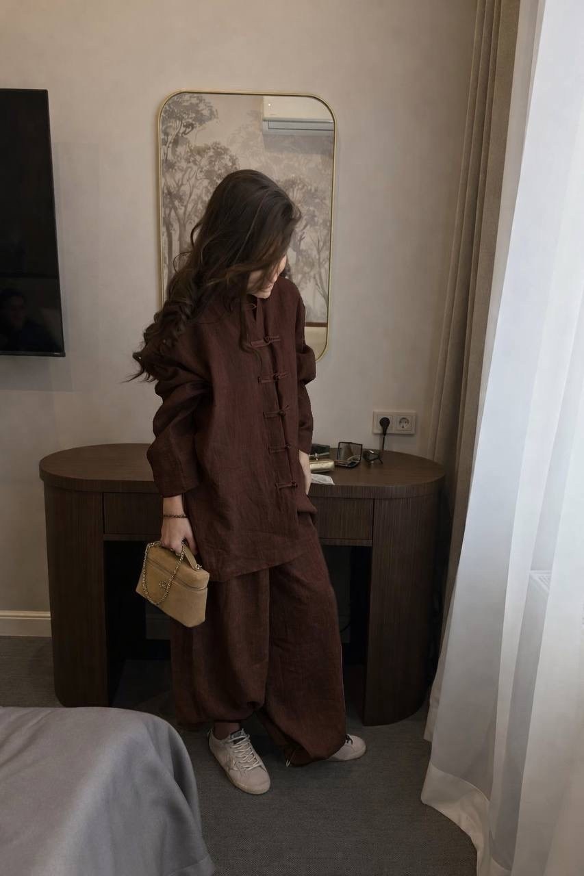 костюм из льна брючный,льняной костюм женский оверсайз штаны и рубашка,брючный костюм,костюм женский брючный,льняной женский костюм