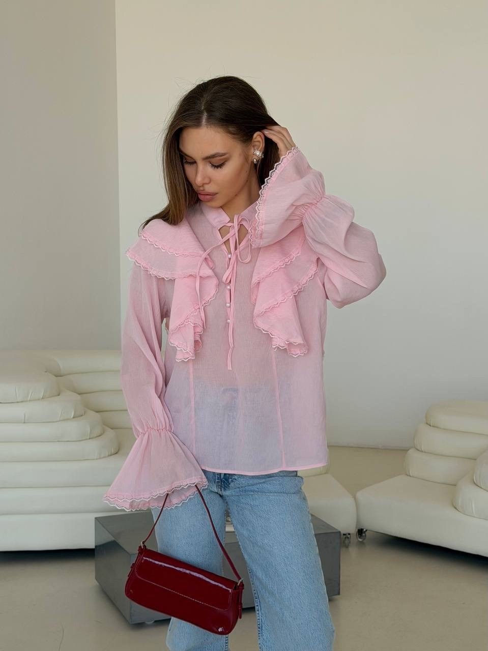 блузка с оборками,блузка женская,блуза,женская блуза,love republic шифоновая блузка с оборками