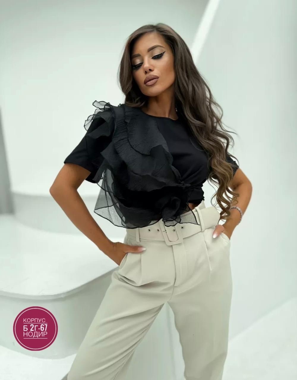 футболка черная однотонная нарядная с рюшами и воланами disorelle,футболка с рюшами,женская кофта,,футболка с оборками