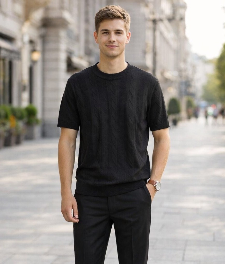 мужская мода,джемпер,футболка мужская,джемпер черный,джемпер с короткий рукавом