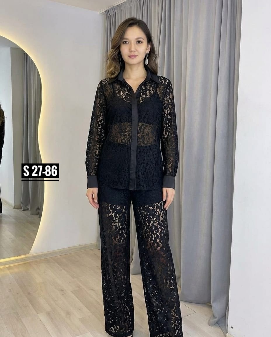 костюм двойка женский брючный кружевной,брючный костюм,костюм двойка гипюр,костюм кружевной брючный с поясом гипюр emberens,гипюровый костюм