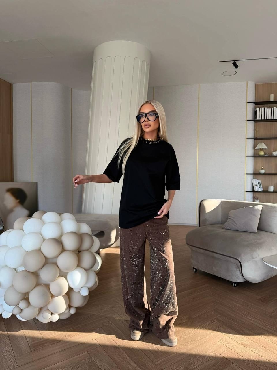 женская футболка,футболка со стразами оверсайз gul fashion,женская футболка оверсайз,футболки модные,футболка оверсайз черная