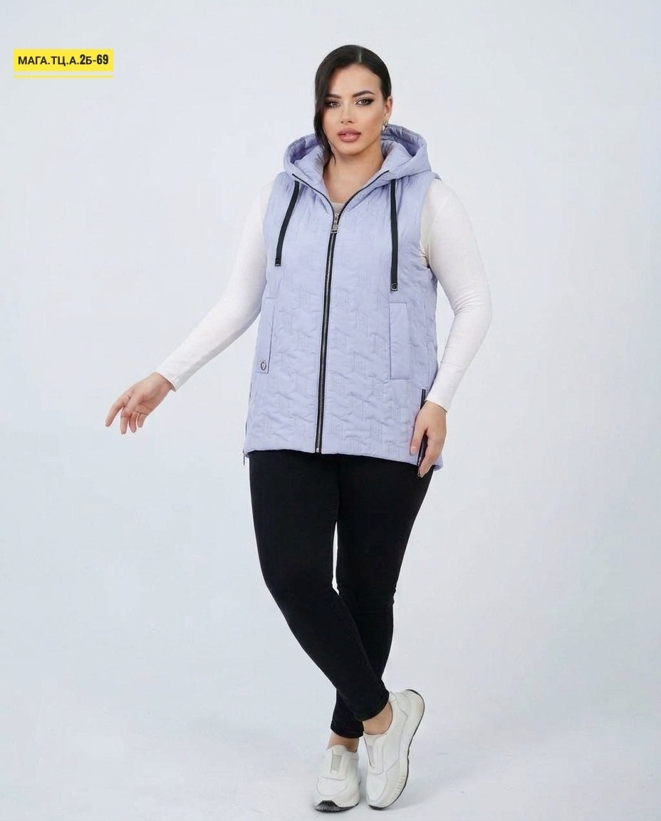 жилетка стеганая утепленная с капюшоном luxelady,жилет утепленный женский,жилет женский,жилет утепленная,жилетка демисезонная женская