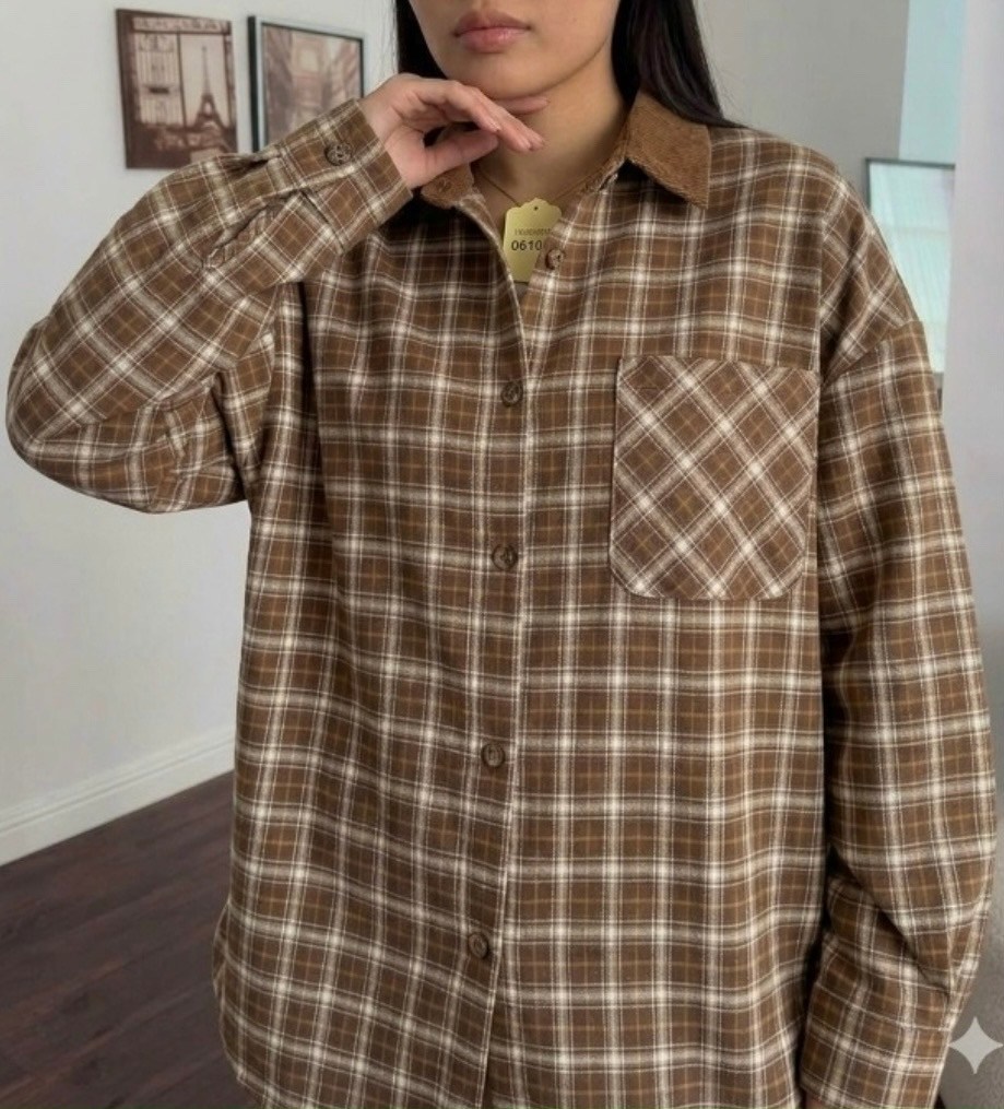 рубашка женская оверсайз в клетку,кореан стайл клетчатая рубашка,рубашка женская в клетку,клетчатая рубашка,рубашка в клетку в бежевом цвете