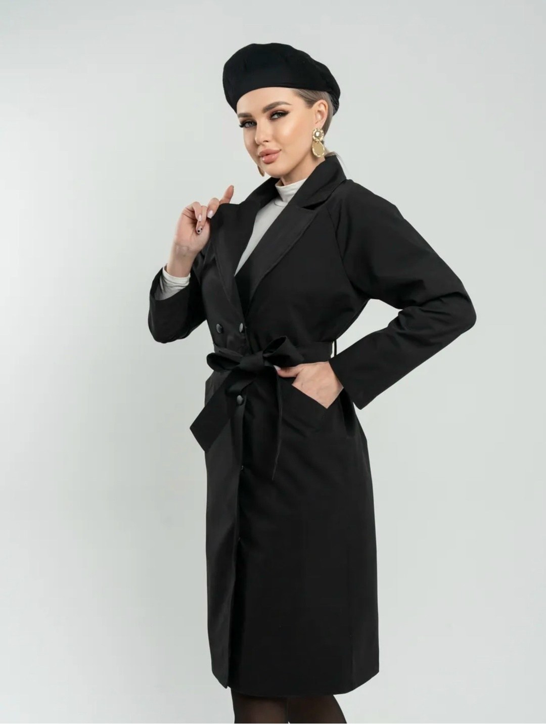 плащ тренчкот женский демисезонный,плащ демисезонный женский,женские плащи,плащ черный женский,пальто vanno размер 46 черный