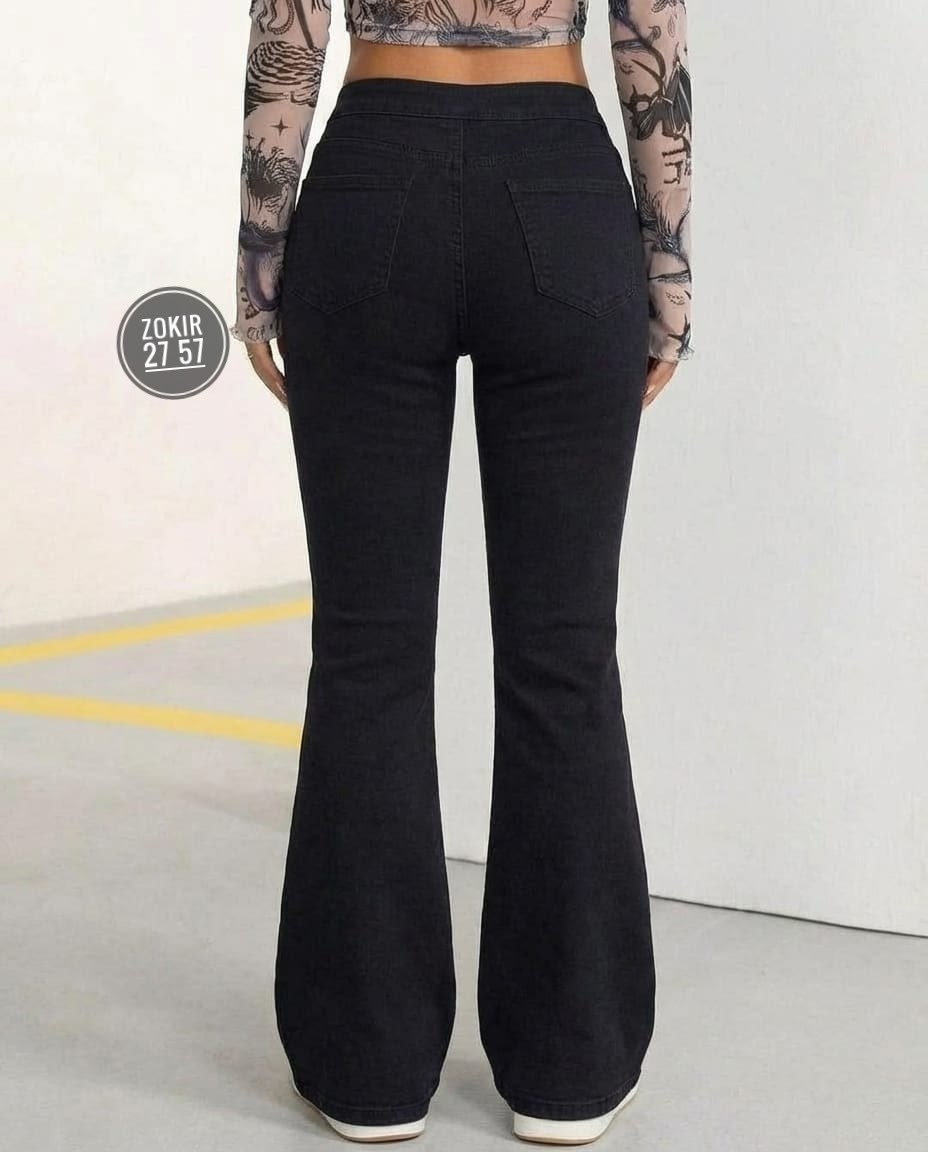 джинсы женские клеш,джинсы женские,черные джинсы клеш,джинсы клеш от колена pularia fashion,джинсы клёш