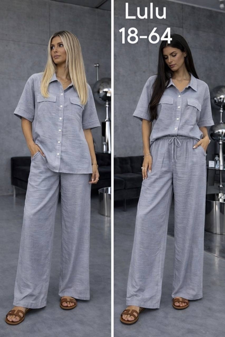 льняной брючный костюм,брючный костюм из льна,костюм с брюками,стильные костюмы,брючной костюм с рубашкой