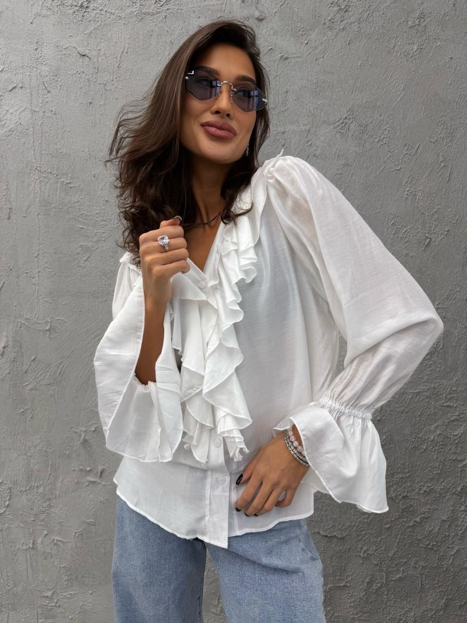 блуза с рюшами,белая блузка в стиле бохо "тая" с рюшами,блузка женская,белая блузка с рюшами,блуза