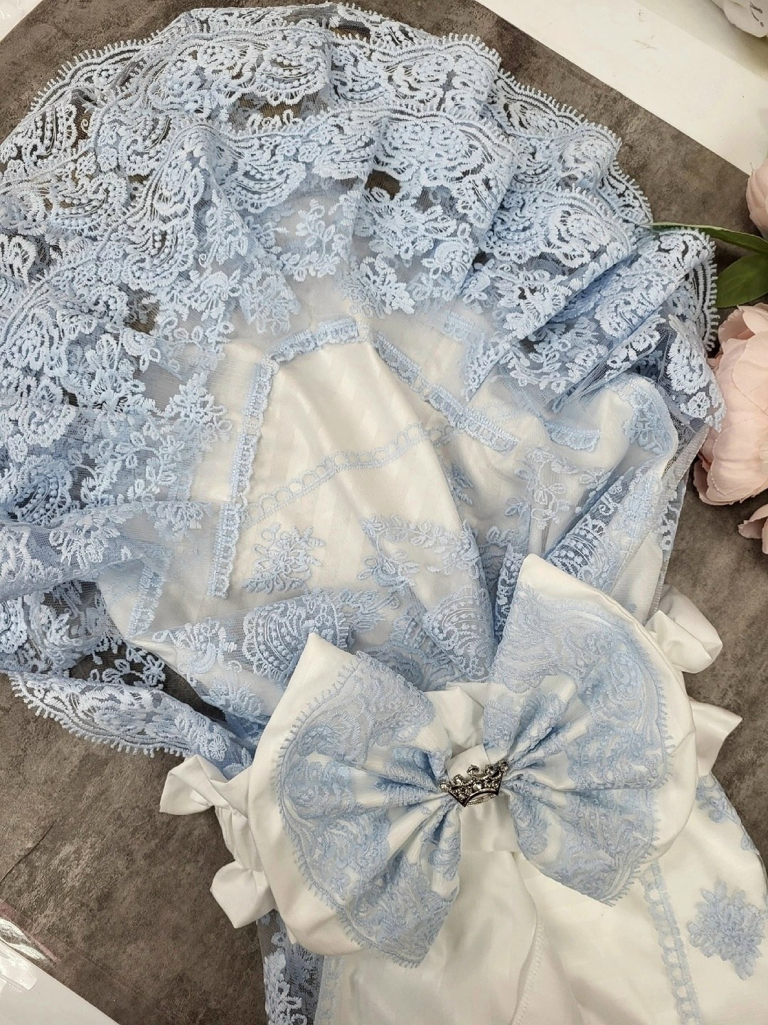 комплект на выписку asselina самия,комплект на выписку,конверт на выписку для новорожденного,летний конверт-одеяло на выписку "принцесса" (молочный с розовым кружевом),конверт на выписку