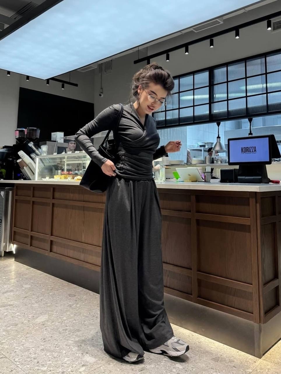 костюм с брюками палаццо,костюм вечерний с брюками палаццо,летний костюм с брюками палаццо,повседневный костюм,костюм вечерний с брюками палаццо sweet store цвет графит серый