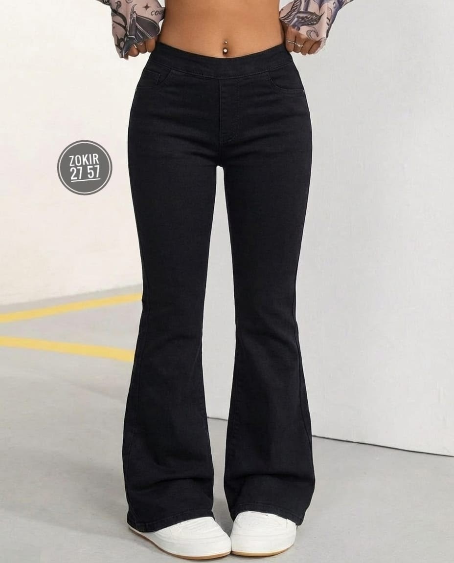 джинсы женские клеш,джинсы женские,черные джинсы клеш,джинсы клеш от колена pularia fashion,джинсы клёш