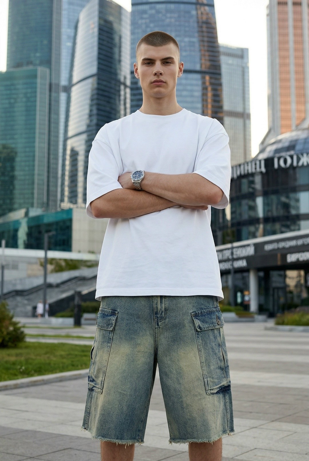 белая футболка оверсайз,джинсы свободного кроя,мужские джинсы,джинсы свободного кроя eren wide baggy 2y studios, цвет light blue,футболка оверсайз канье вест