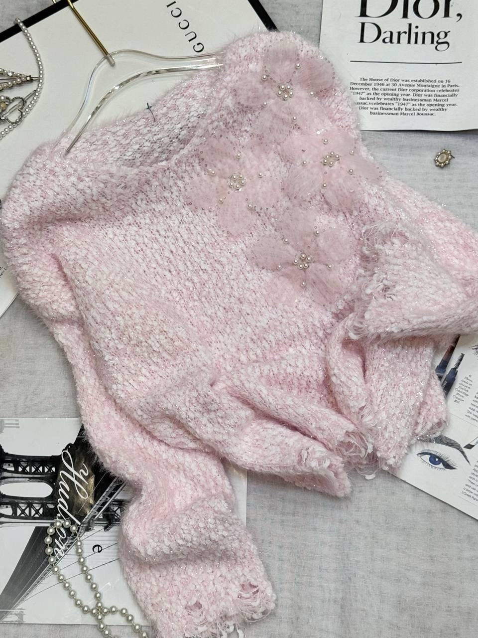 женский свитер с блестками, повседневный вязаный пуловер с цветочной аппликацией и стразами,модные свитера,свитер женский,вязаный свитер,женские вязаные свитера