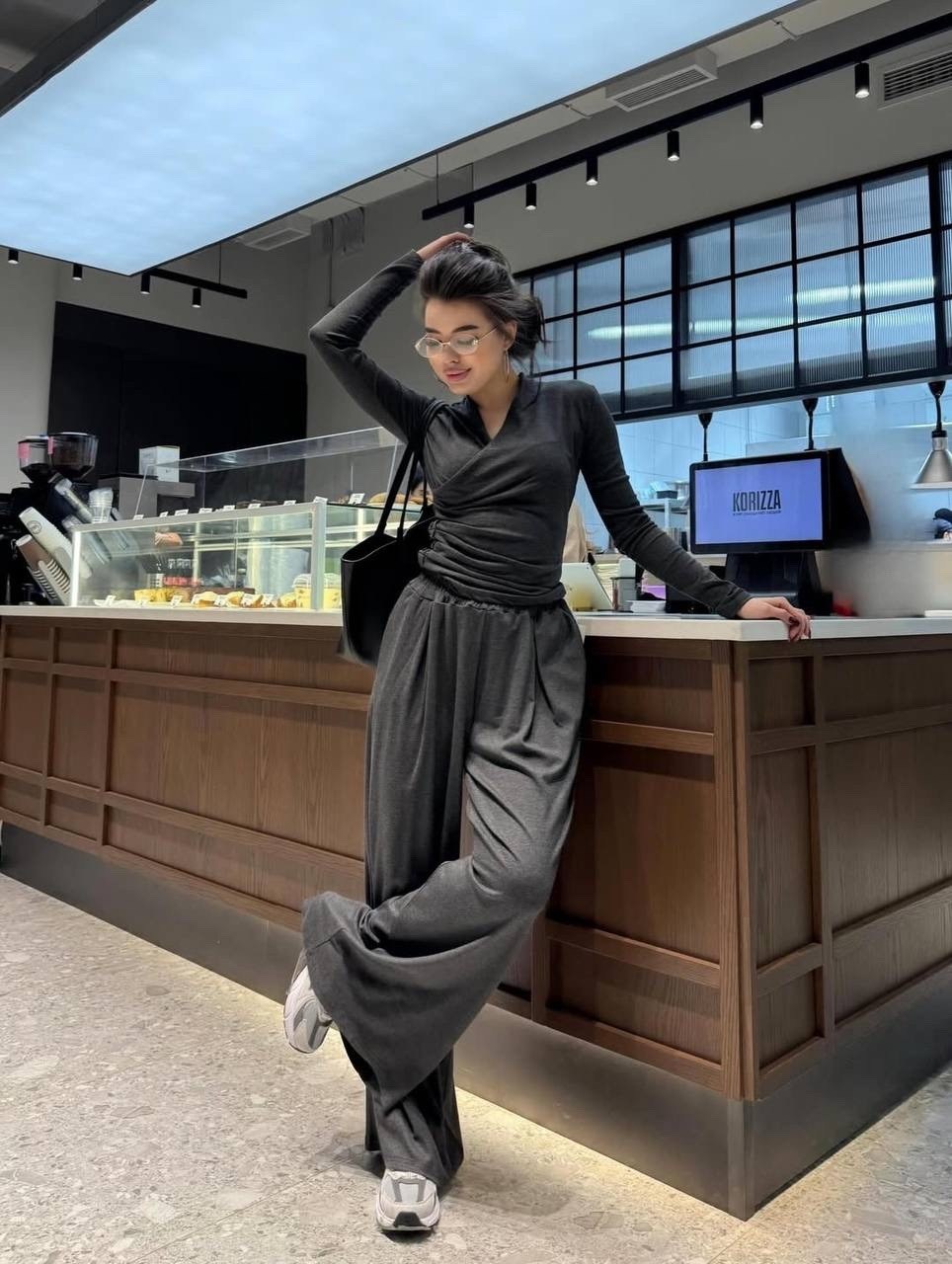 костюм с брюками палаццо,костюм вечерний с брюками палаццо,летний костюм с брюками палаццо,повседневный костюм,костюм вечерний с брюками палаццо sweet store цвет графит серый