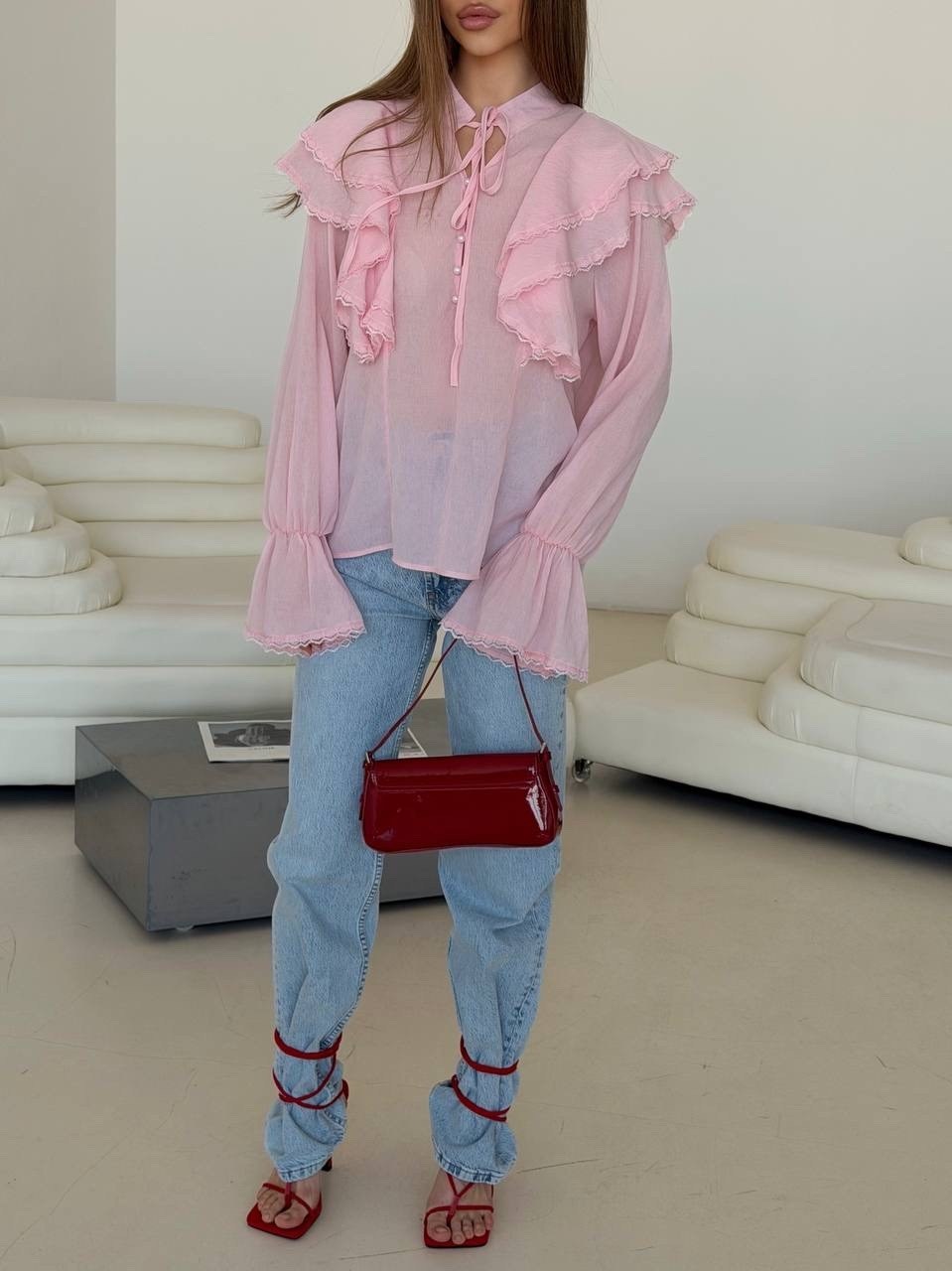 блузка с оборками,блузка женская,блуза,женская блуза,love republic шифоновая блузка с оборками