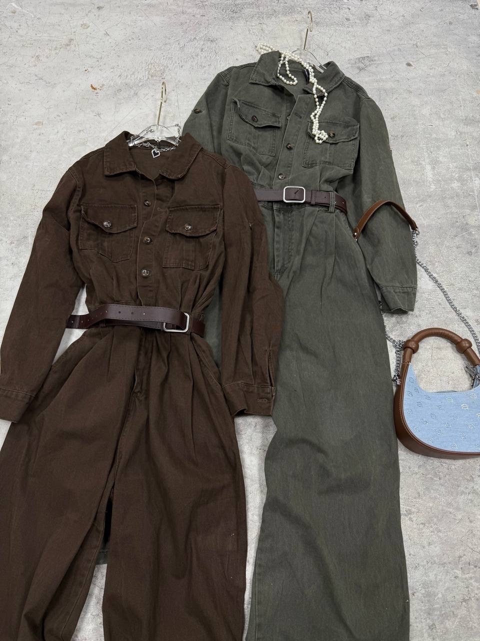 женские комбинезоны,комбинезон,комбинезон повседневный,комбинезон с поясом,комбинезон милитари