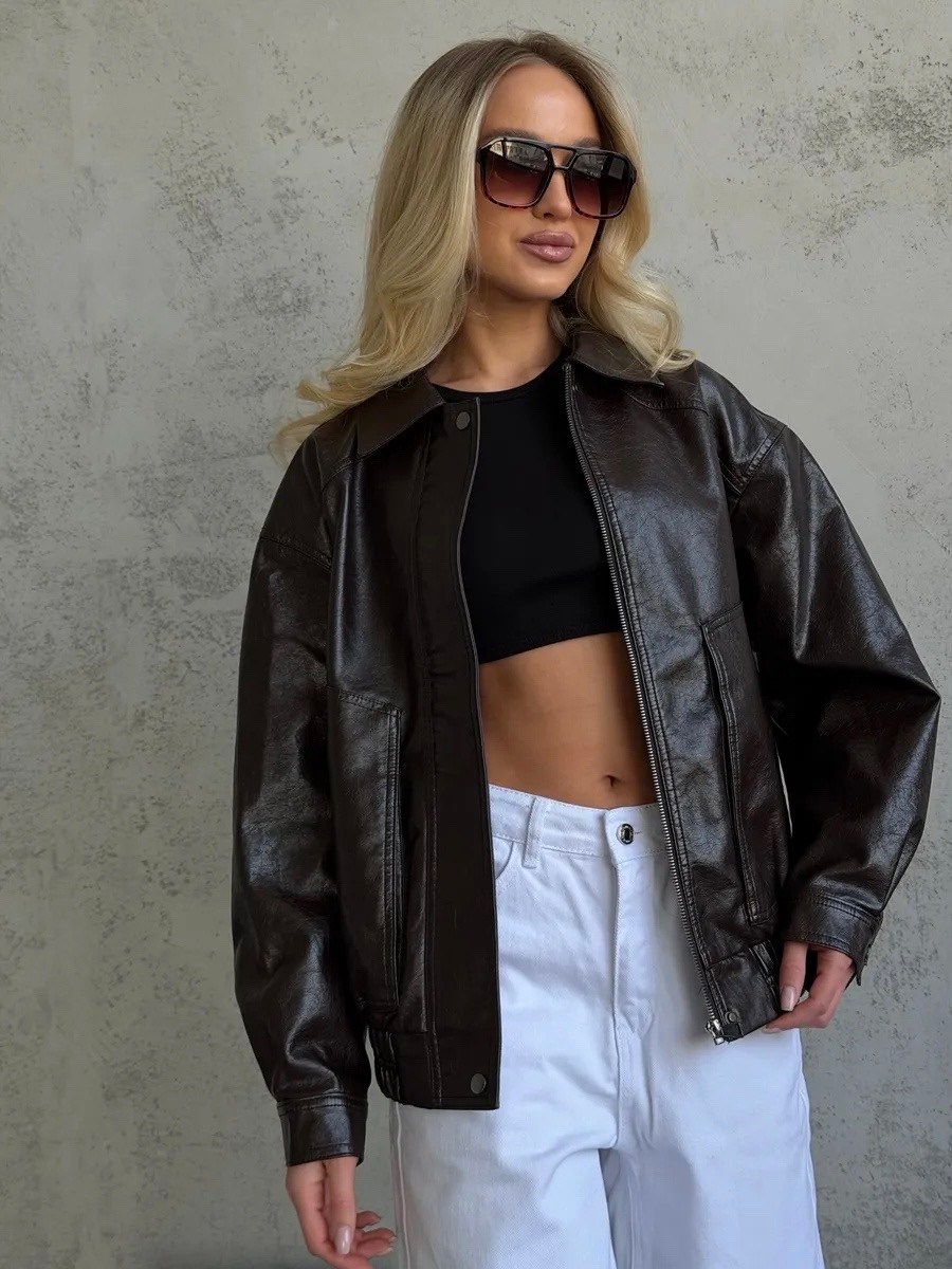 куртка бомбер из экокожи emberens,кожаная куртка,куртка бомбер,кожаная куртка бомбер,женская кожаная куртка