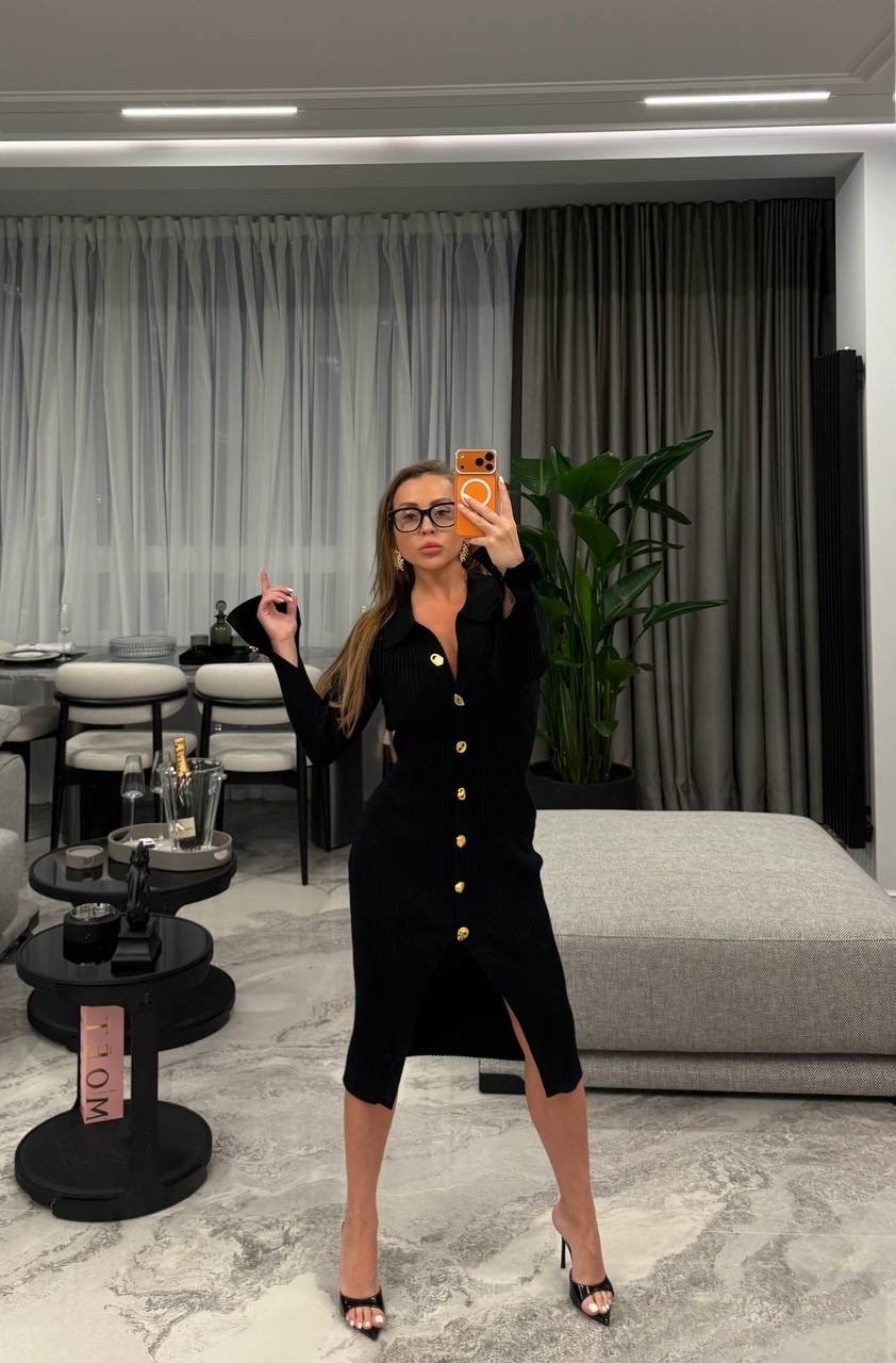 трикотажное платье лапша миди naox 252918086,платье женские,платье,платье черное,вязаное платье