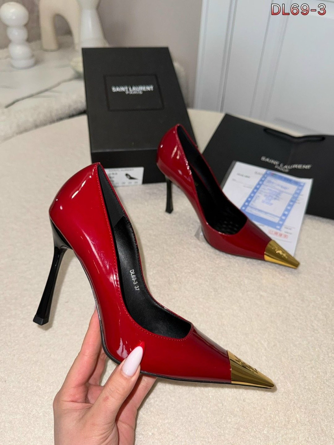 ,туфли saint laurent ysl арт лх63,туфли лакированные,красная туфля,женские туфли лодочки