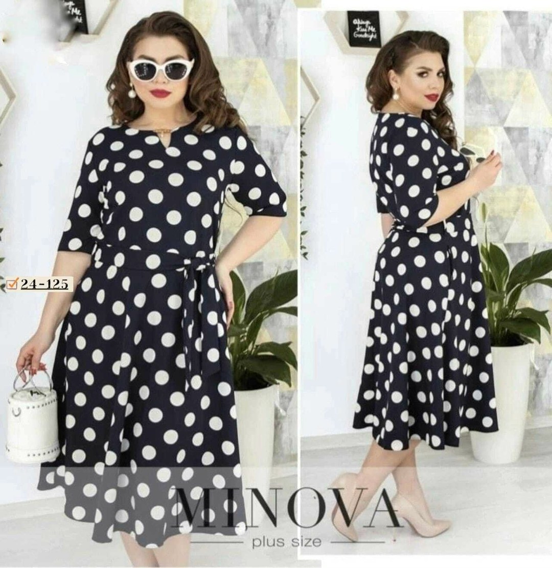 женское платье в горох,платье в горошек для полных,платье горох,платье женское больших размеров,платья в горошек