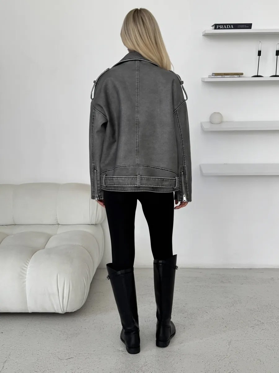 куртка косуха из экокожи в оверсайз стиле,косуха винтажная куртка кожаная oversize серая monyken,косуха винтажная кожаная куртка оверсайз aftfbasic,косуха кожаная куртка оверсайз демисезонная,женская