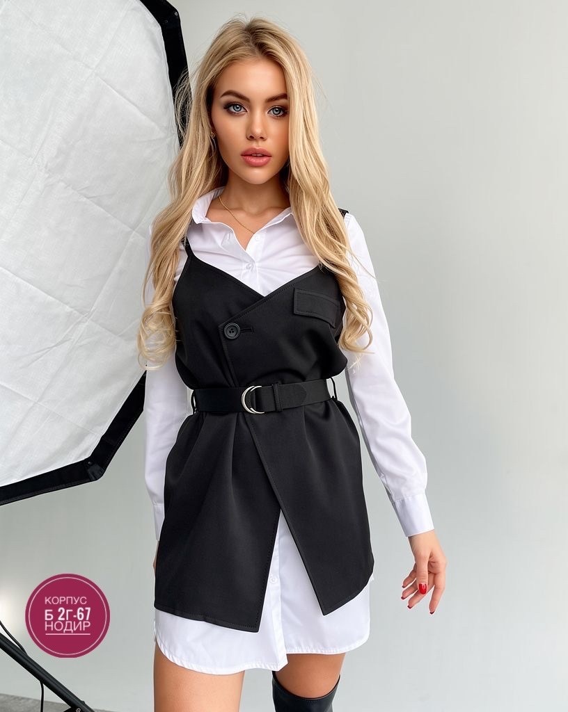 костюм классический женский nomari офисный/школьный двубортный белый, черный,удлиненная рубашка с жилеткой,жилетка с рубашкой женская,костюм классический женский nomari офисный/школьный двубортный бел