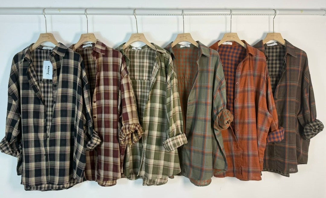 клетчатая рубашка,рубашка женская клетчатая,женская винтажная клетчатая рубашка chaxiaoa,рубашка в клетку,рубашка в клетку женская