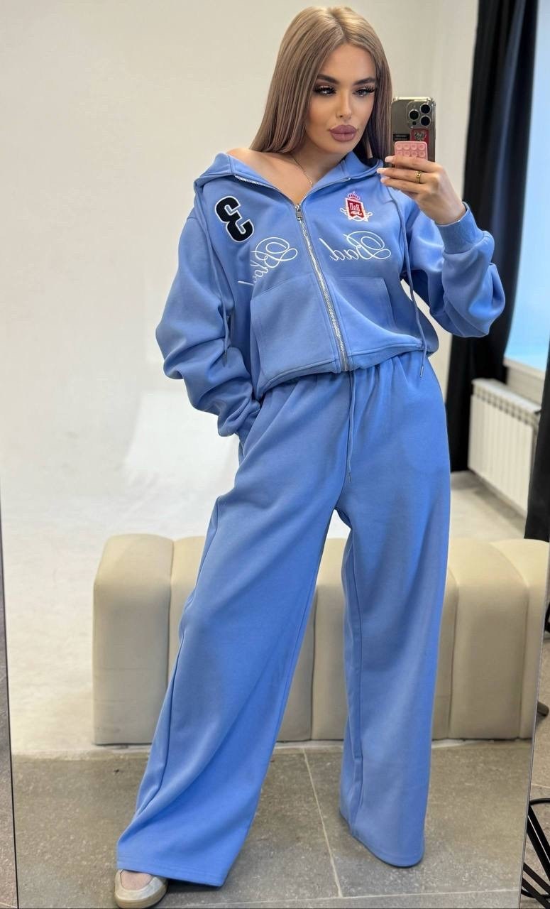костюм спортивный,костюм спортивный на молнии палаццо с кулиской 05mrk цвет голубой,костюм спортивный на молнии палаццо с кулиской,спортивный костюм женский,женский костюм