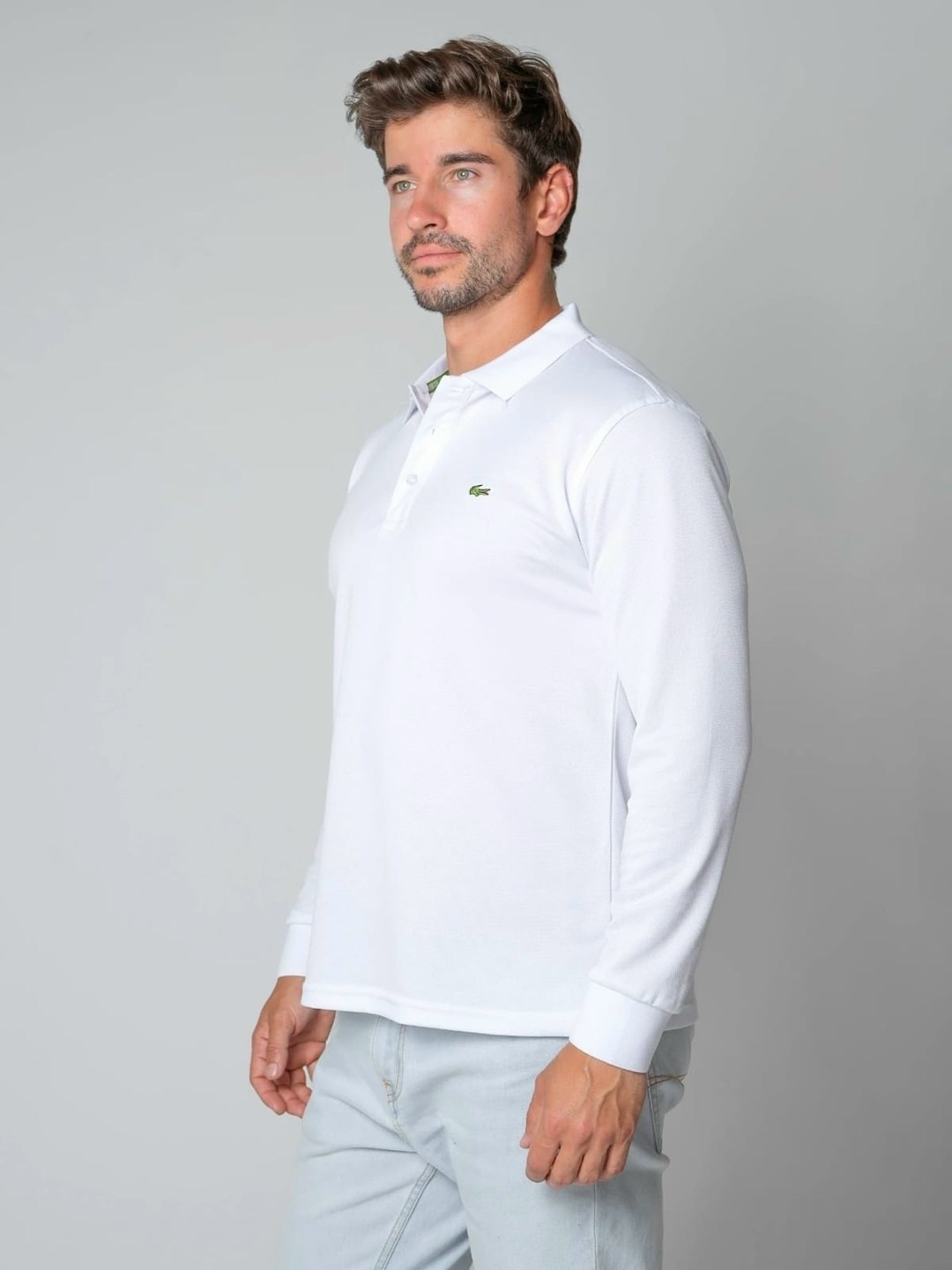 поло с длинными рукавами,поло lacoste long sleeve classic pique shirt белый,мужская кофта,лонгслив lacoste,поло белое мужское