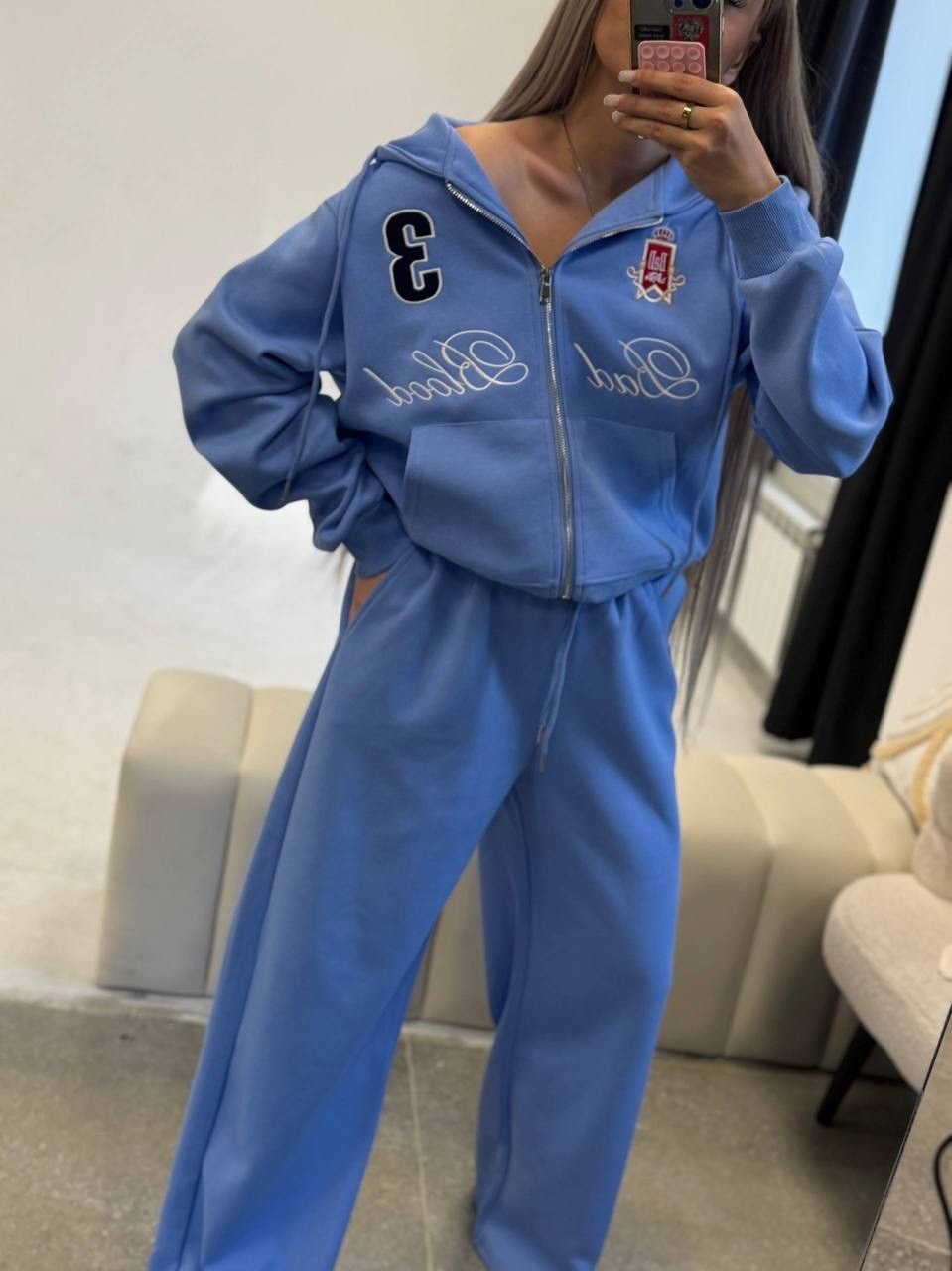 костюм спортивный,костюм спортивный на молнии палаццо с кулиской 05mrk цвет голубой,костюм спортивный на молнии палаццо с кулиской,спортивный костюм женский,женский костюм