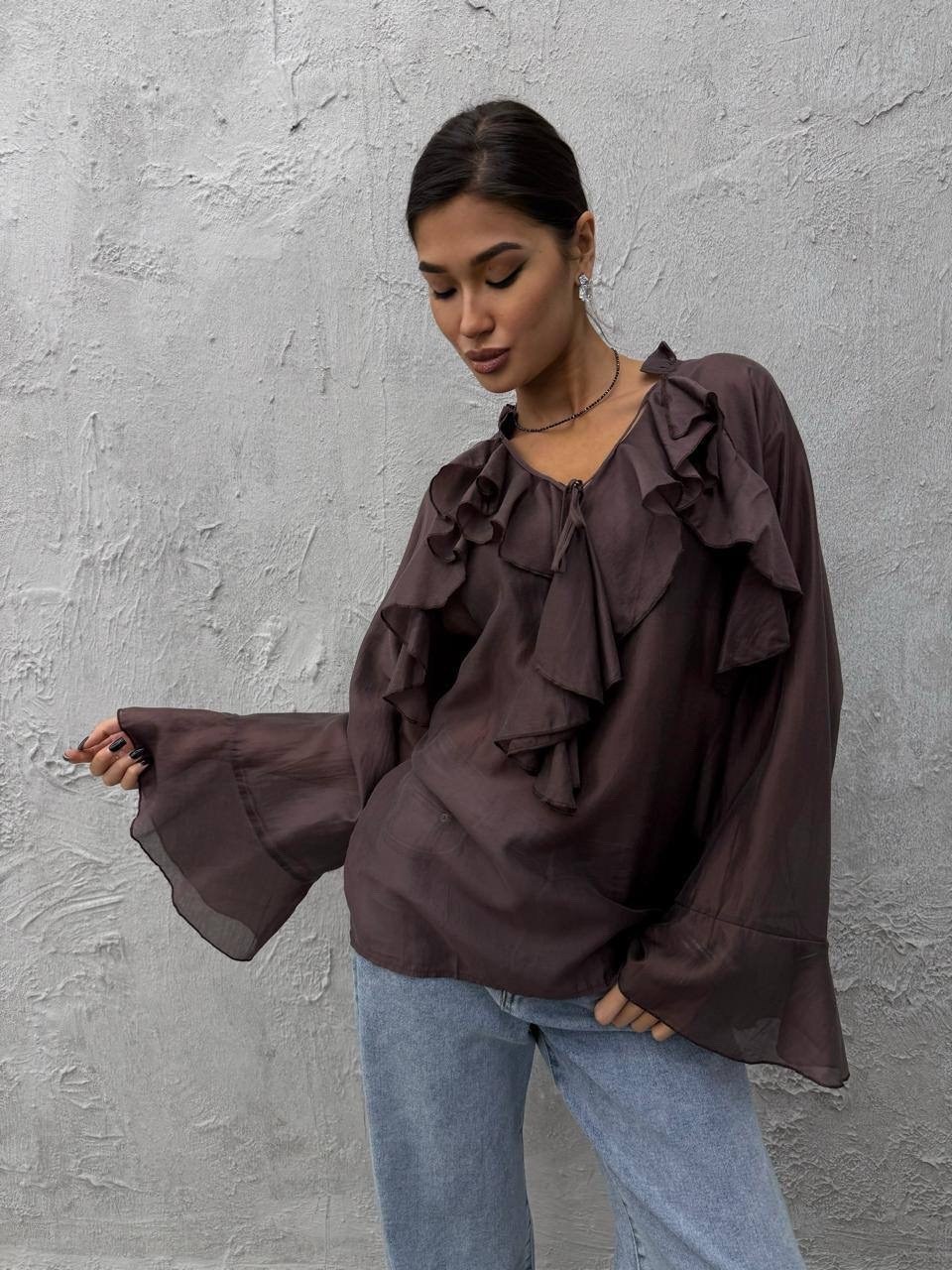 блузка с оборками,блузка элегантная,блуза,блузка женская шифоновая,женская блузка