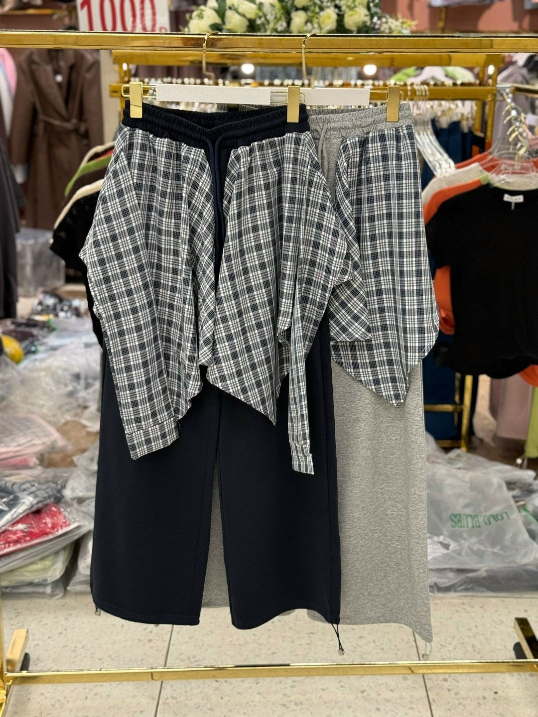 широкие брюки,штаны в клетку,повседневные брюки,брюки для дома